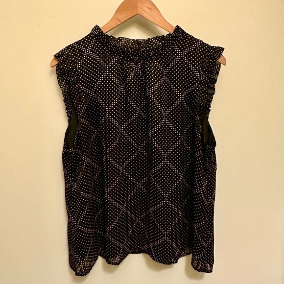 Black metallic dot sleeveless blouse, Size L  *EUC* - Picture 3 of 5